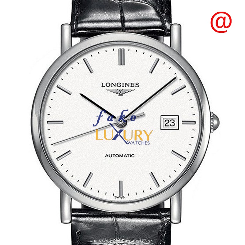 Longines L4.809.4.12.2 Swiss Automatic Replica Watch - White Dial, Black Leather, L619 Caliber - Luxury Replica Watch