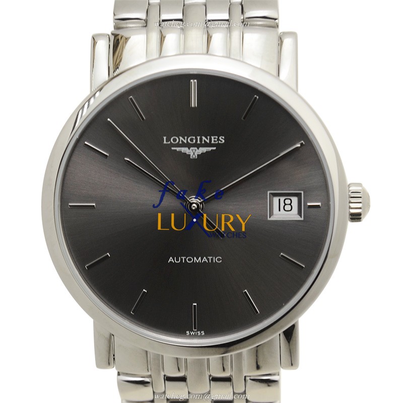 Longines L4.809.4.72.6 Replica Watch, 34.5mm Automatic, Dark Grey Dial, Stainless Steel Bracelet