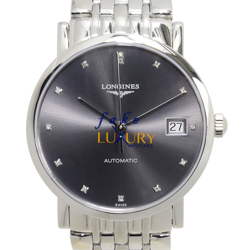 Longines L4.809.4.78.6 Elegant Replica Watch, Dark Grey Dial, Steel Bracelet, Automatic - Luxury Replica Watch