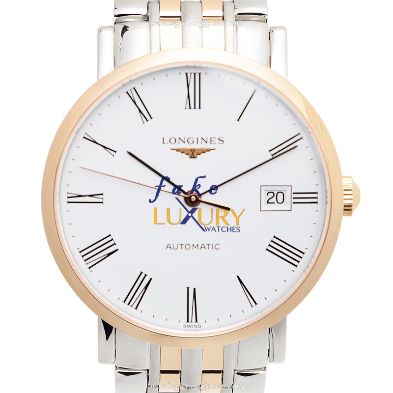 Longines L4.810.5.11.7 Elegant Replica Watch, Automatic Movement, White Dial, 18kt Rose Gold & Steel