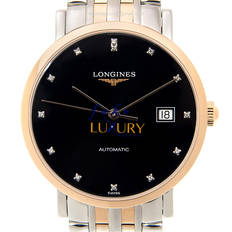 Longines L4.810.5.57.7 Replica Watch, Automatic, 37mm, Black Dial, Rose Gold & Steel