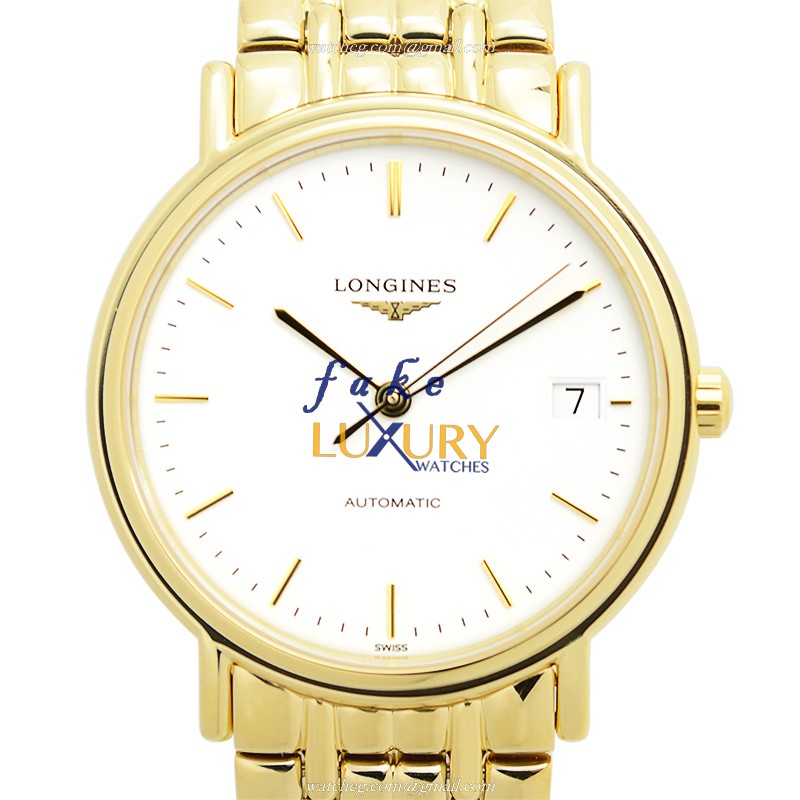 Longines L4.821.2.12.8 PRESENCE Replica Watch, Automatic, White Dial, Gold-Plated Steel Case