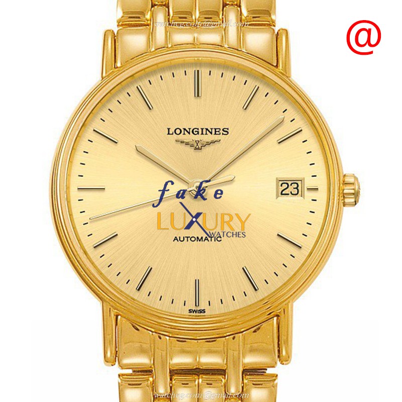 Longines L4.821.2.32.8 Presence Replica Watch, Automatic, PVD Gold Case, Gold Dial - Luxury Replica Watch