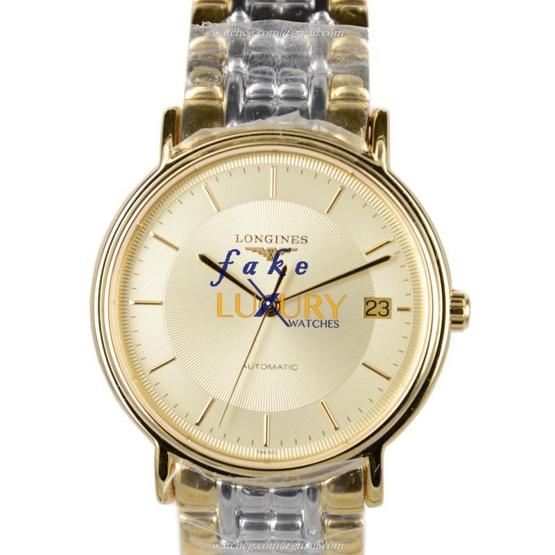 Longines L4.821.2.42.7 PRESENCE Automatic PVD Gold Beige Dial Replica Watch