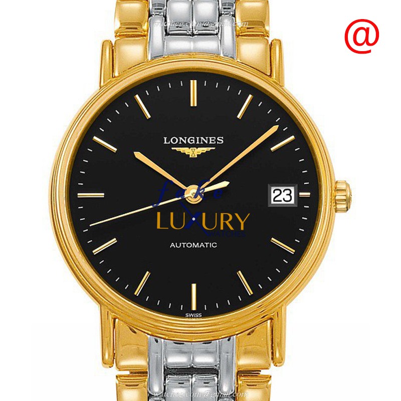 Longines L4.821.2.52.7 Replica Watch, Automatic Movement, Black Dial, 18kt Gold & Steel Case