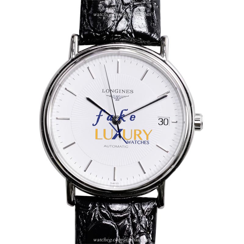 Longines L4.821.4.18.2 Presence Replica Watch Automatic White Dial Steel Case Leather Strap