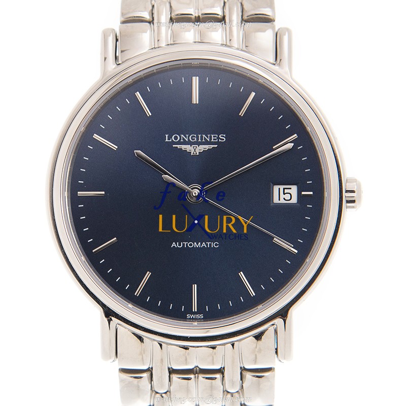 Longines L4.821.4.92.6 PRESENCE Replica Watch, Automatic, Blue Dial, Steel Bracelet