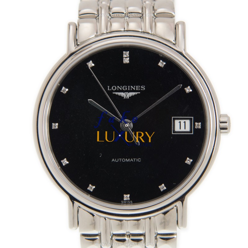Longines L4.821.4.97.6 PRESENCE - Automatic - Steel Case Replica Watch - 34.5mm - Black Dial