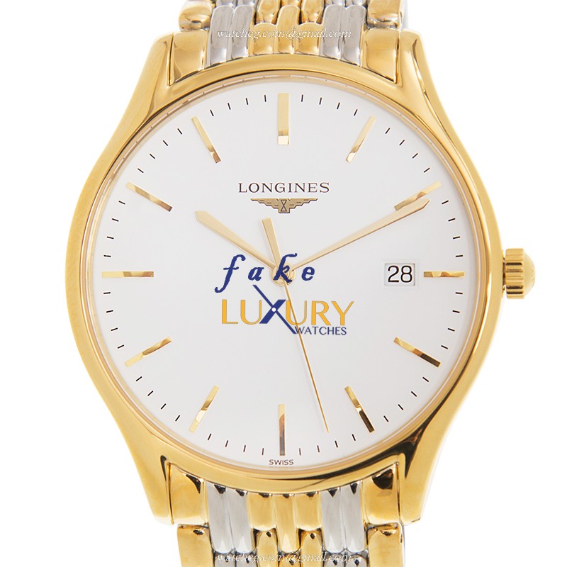 Longines L4.859.2.12.7 Quartz 18kt Gold & Steel Replica Watch, Automatic, White Dial, Stainless
