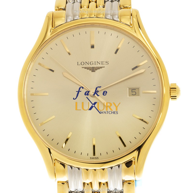 Longines L4.859.2.32.7 Lyre Replica Watch, Gold Dial, Quartz Movement, Steel & Gold Strap