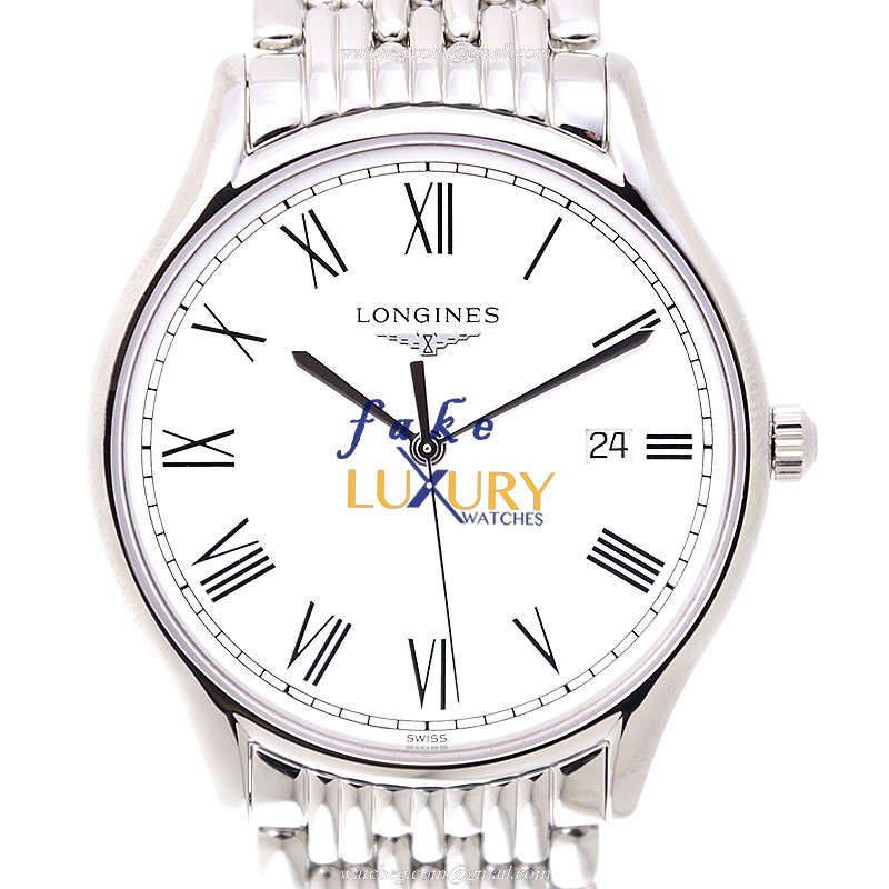 Longines L4.859.4.11.6 Quartz Stainless Steel Replica Watch, White Dial, Silver Strap, L157 Movement - Luxury Replica Watch