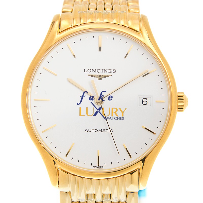 Longines L4.860.2.12.8 Lyre Replica Watch, Automatic Movement, White Dial, Gold-Plated Steel Case