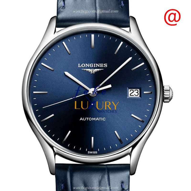 Longines L4.860.4.92.2 Lyre Replica Watch, Automatic, Blue Dial, Steel Case, Leather Strap