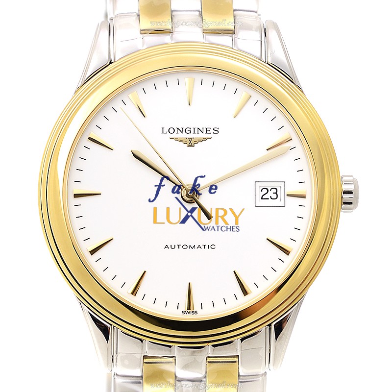 Longines L4.874.3.22.7 FLAGSHIP Replica Watch, Automatic Movement, White Dial, Gold-Plated Steel
