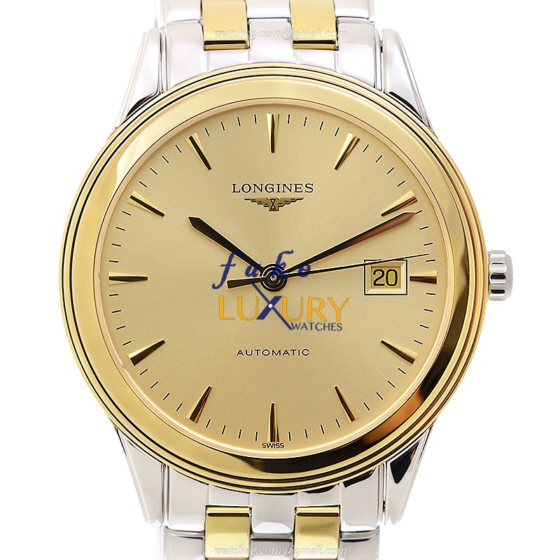 Longines L4.874.3.32.7 FLAGSHIP Swiss Automatic Replica Watch - Gold-Plated & Stainless Steel, Gold - Luxury Replica Watch