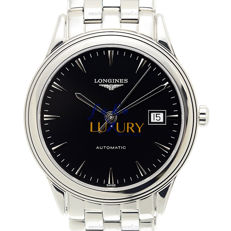 Longines L4.874.4.52.6 FLAGSHIP Automatic Stainless Steel Replica Watch, Swiss Movement, Black - Luxury Replica Watch