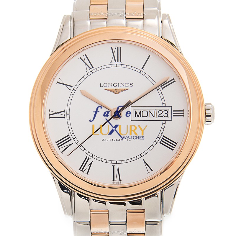 Longines L4.899.3.91.7 FLAGSHIP Swiss Automatic Stainless Steel Replica Watch, White Dial, Silver &