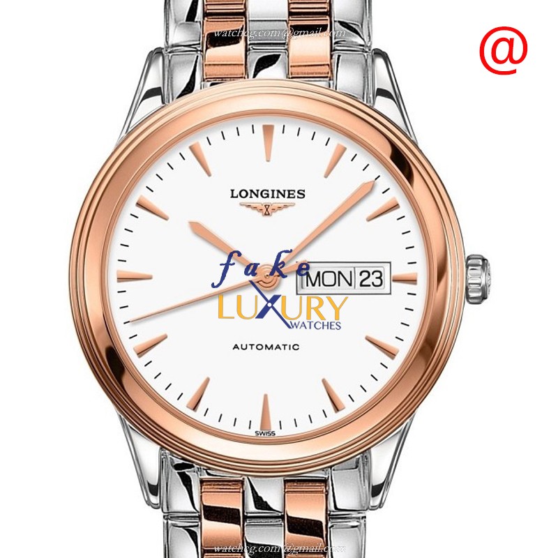 Longines L4.899.3.92.7 FLAGSHIP Replica Watch With Automatic Movement, White Dial, Rose Gold & - Luxury Replica Watch