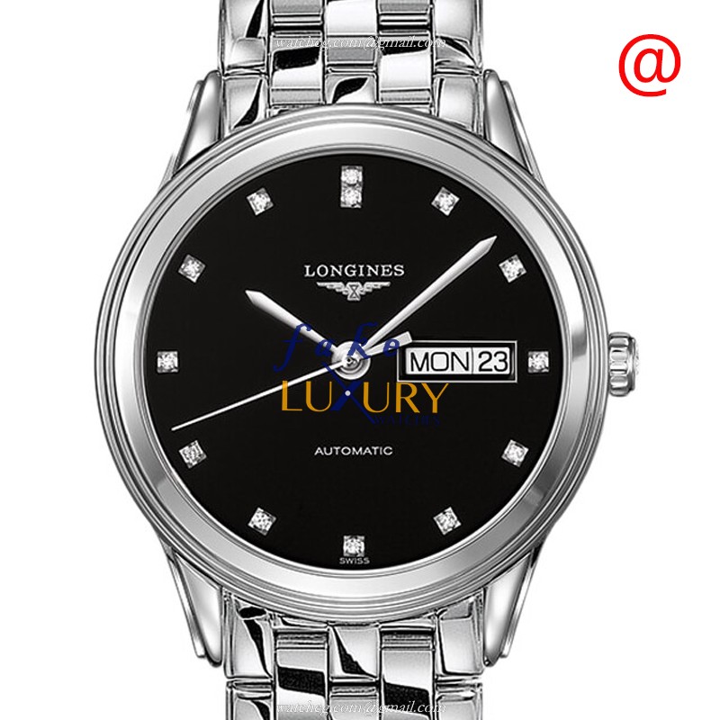 Longines FLAGSHIP L4.899.4.57.6 Replica Watch With Automatic Movement, Black Dial, Steel Bracelet - Luxury Replica Watch