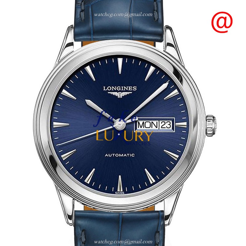 Longines L4.899.4.92.2 Flagship Replica Watch, Blue Dial, Automatic Movement, Leather Strap