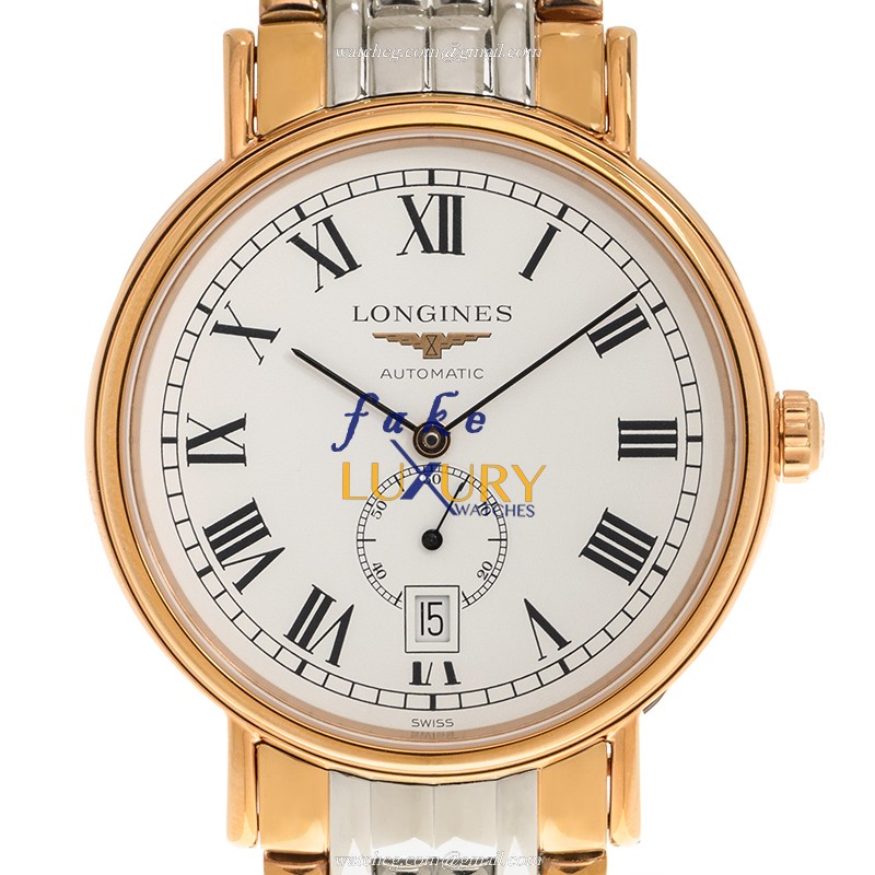 Longines L4.905.1.11.7 Presence Replica Watch, Automatic, White Dial, Gold-Plated Steel Case