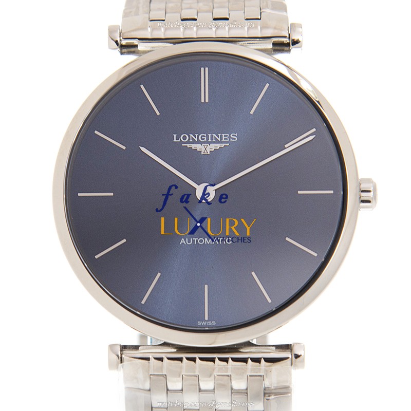 Longines L4.908.4.95.6 La Grande Replica Watch, Blue Dial, Steel Bracelet, Automatic