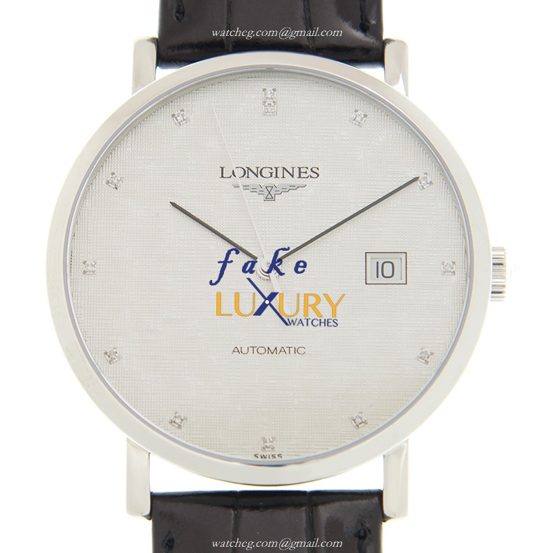 Longines L4.910.4.77.2 ELEGANT Swiss Auto Movt Replica Watch - White Dial, Leather Band