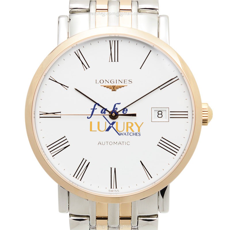 Longines Elegant L4.910.5.11.7 Automatic White Dial 18kt Rose Gold Steel Replica Watch - Luxury Replica Watch