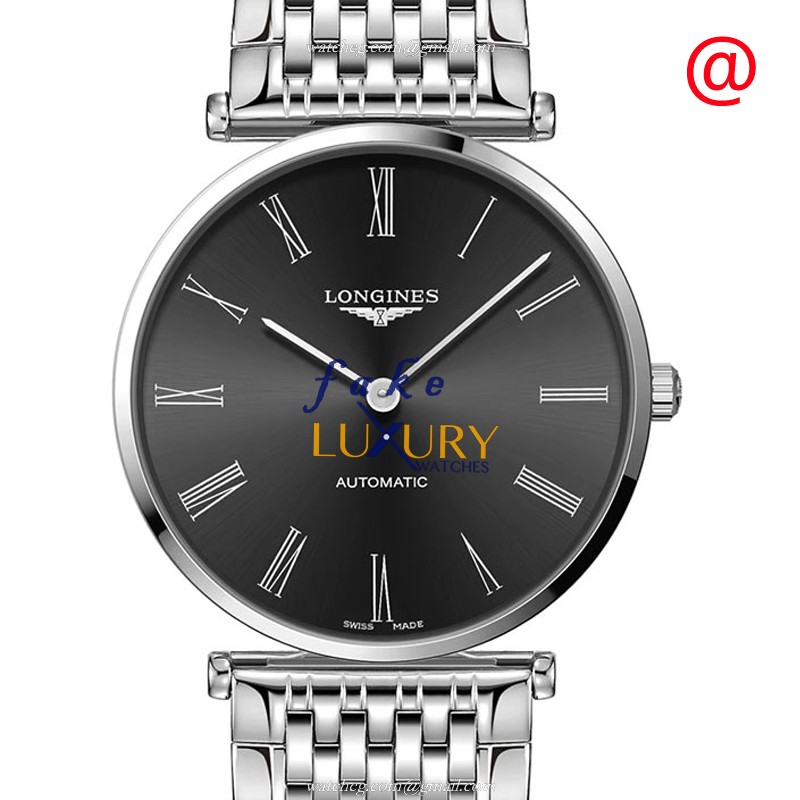 Longines L4.918.4.51.6 La Grande Replica Watch, Black Dial, Steel Bracelet, Automatic