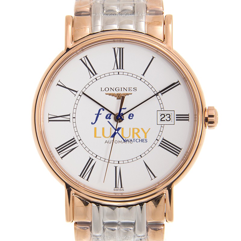Longines L4.921.1.11.7 PRESENCE Auto 18kt Rose Gold & Steel Case Replica Watch