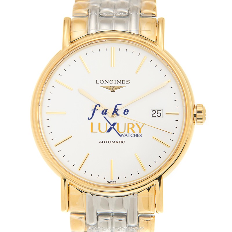 Longines L4.921.2.12.7 PRESENCE Automatic Gold-Plated Stainless Steel Replica Watch, White Dial - Luxury Replica Watch