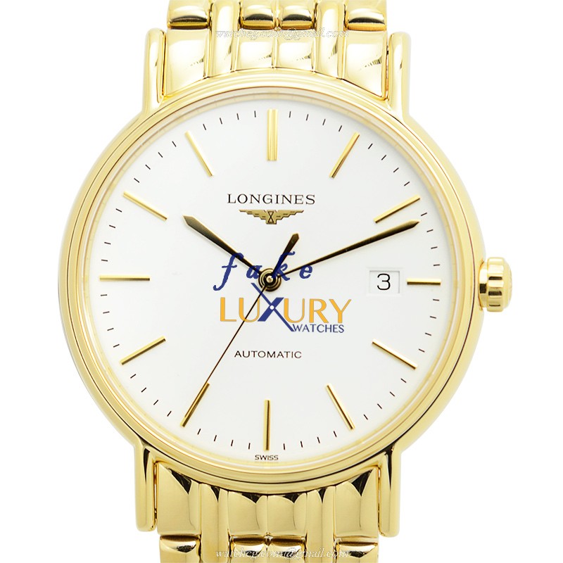 Longines L4.921.2.12.8 PRESENCE Automatic Gold-Plated Stainless Steel White Dial Replica Watch