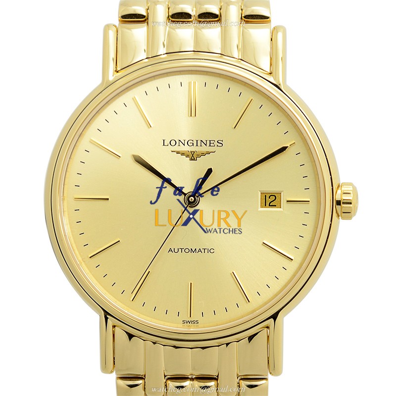 Longines L4.921.2.32.8 PRESENCE Gold Dial | Automatic | Steel | Replica Watch