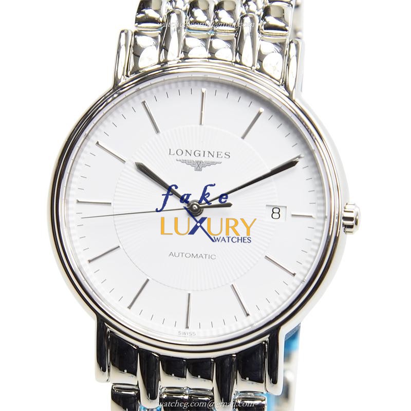 Longines L4.921.4.18.6 PRESENCE Automatic Replica Watch, White Dial, Silver Steel Bracelet