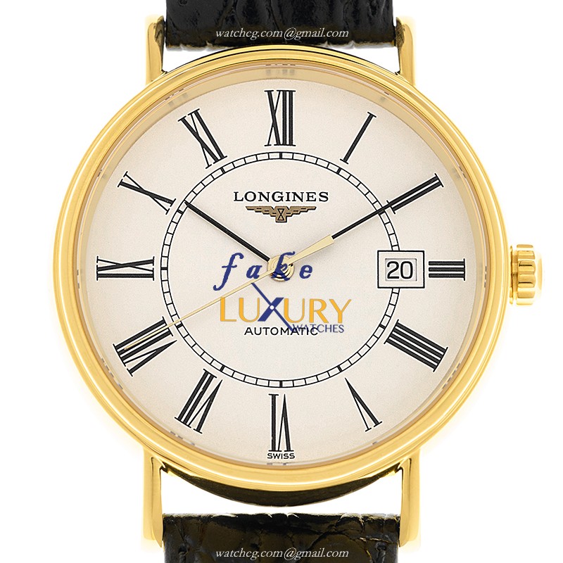 Longines L4.922.2.11.2 Replica Watch, Automatic Movement, White Dial, Gold-Plated Steel Case
