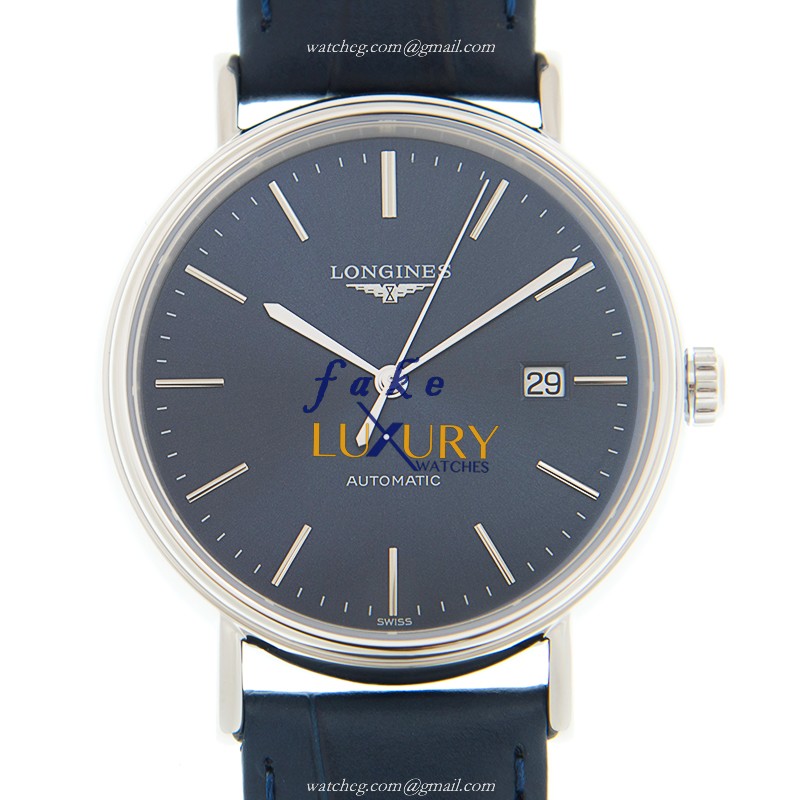 Longines L4.922.4.92.2 PRESENCE Automatic Blue Dial Leather Strap Replica Watch - Luxury Replica Watch