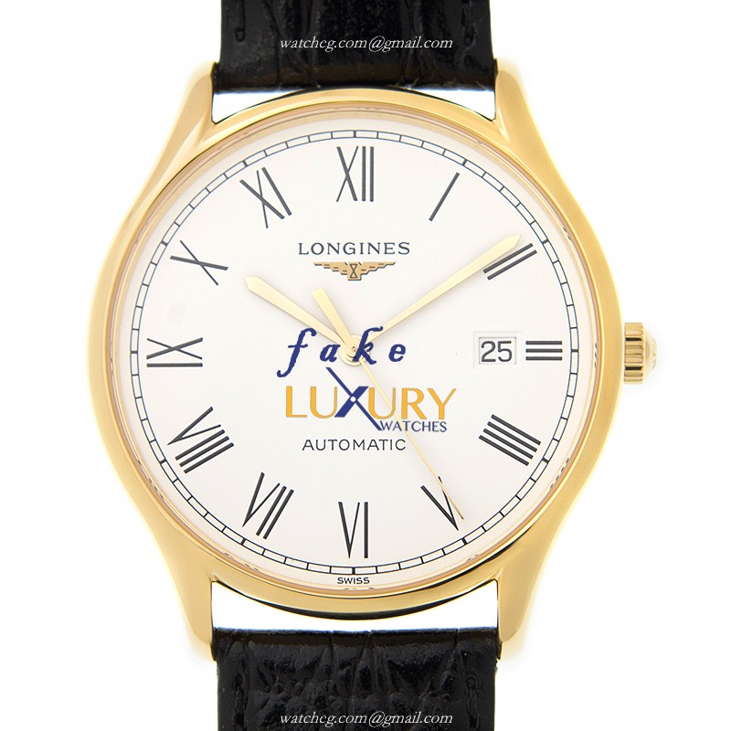 Longines L4.960.2.11.2 Lyre Replica Watch, Automatic Movement, White Dial, PVD Gold Case