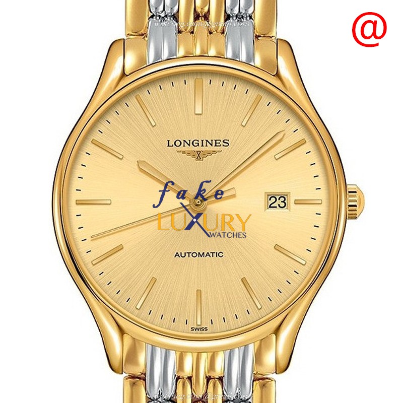 Longines L4.960.2.32.7 LYRE Auto 18kt Gold/Steel Case, Gold Dial, Silver/Gold Strap Replica Watch - Luxury Replica Watch