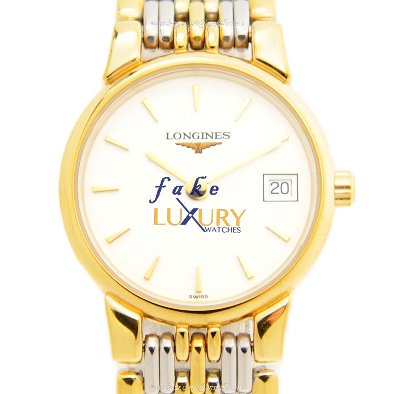 Longines L5.132.3.22.4 Elegant Replica Watch Quartz Movement White Dial Gold Plated Stainless Steel