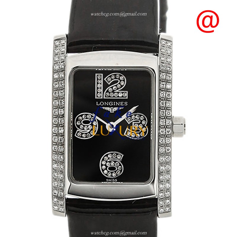 Longines L5.155.0.51.2 Dolce Vita Replica Watch, Quartz Movement, Black Dial, Steel & Diamonds Case