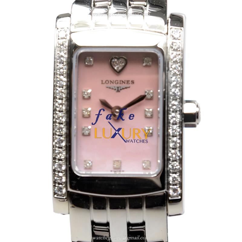 Longines Dolce Vita L5.158.0.93.6 Quartz Stainless Steel Pink Mother of Pearl Dial Replica Watch - Luxury Replica Watch
