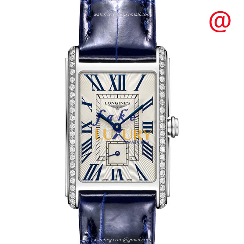 Longines L5.255.0.71.7 Dolce Vita Replica Watch With Quartz Movement, Silver Dial, Blue Alligator - Luxury Replica Watch