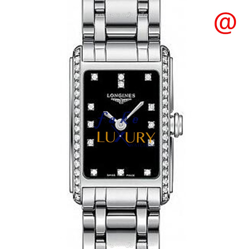 Longines L5.258.0.57.6 Dolce Vita Replica Watch Quartz Movement Black Dial Stainless Steel Diamonds