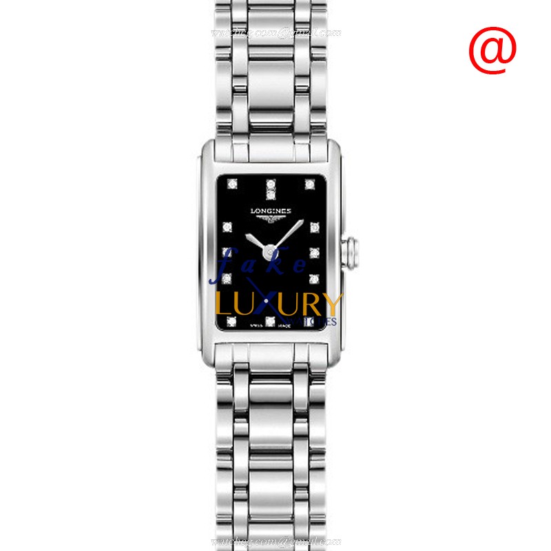 Longines L5.258.4.57.6 DOLCE VITA Quartz Stainless Steel Replica Watch, Black Dial, Silver Strap - Luxury Replica Watch