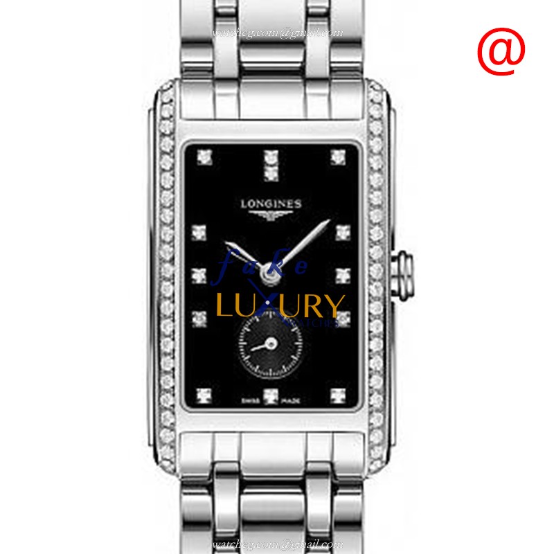 Longines L5.512.0.57.6 Dolce Vita Replica Watch, Quartz, Black Dial, Silver Stainless Steel Strap