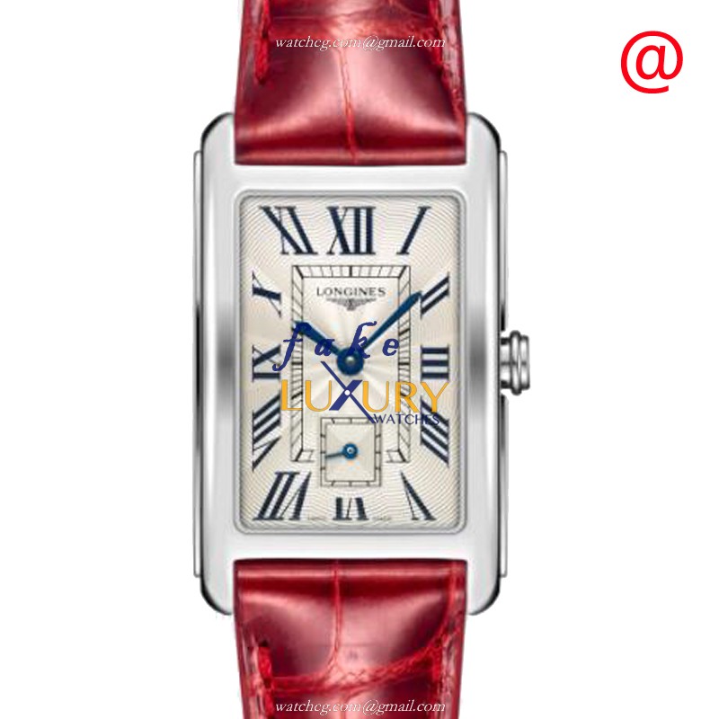 Longines L5.512.4.71.4 Dolce Vita Replica Watch Quartz Movement Silver Dial Red Alligator Strap
