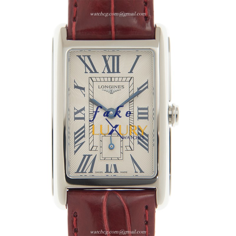 Longines L5.512.4.71.5 Dolce Vita Replica Watch, Quartz Movement, Silver Dial, Red Leather Strap - Luxury Replica Watch