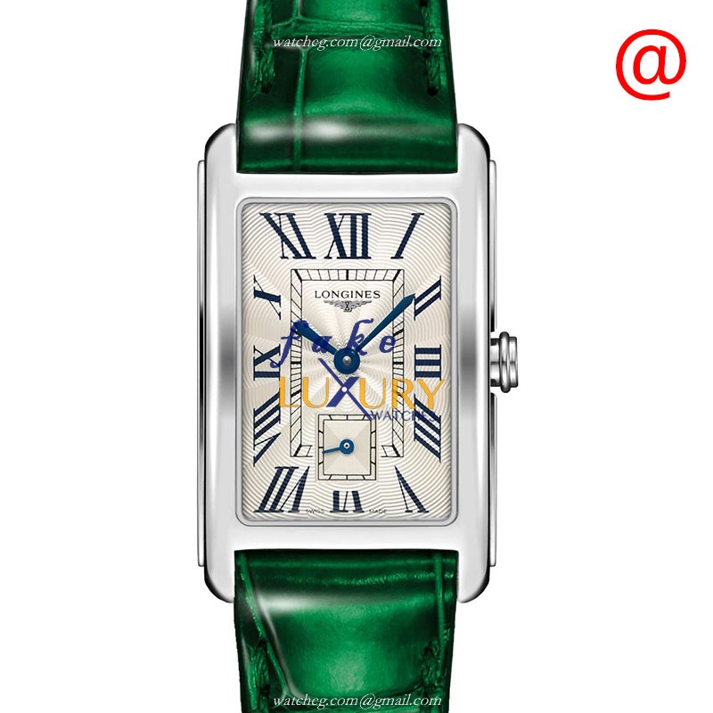 Longines L5.512.4.71.A Dolce Vita Replica Watch, Silver Dial, Green Alligator Strap, Quartz Movement