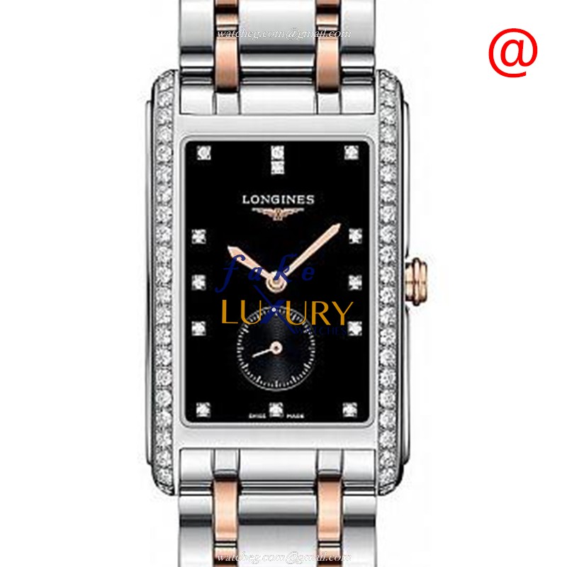 Longines L5.755.5.59.7 Dolce Vita Replica Watch, Quartz Movement, Black Dial, Steel & Diamonds - Luxury Replica Watch