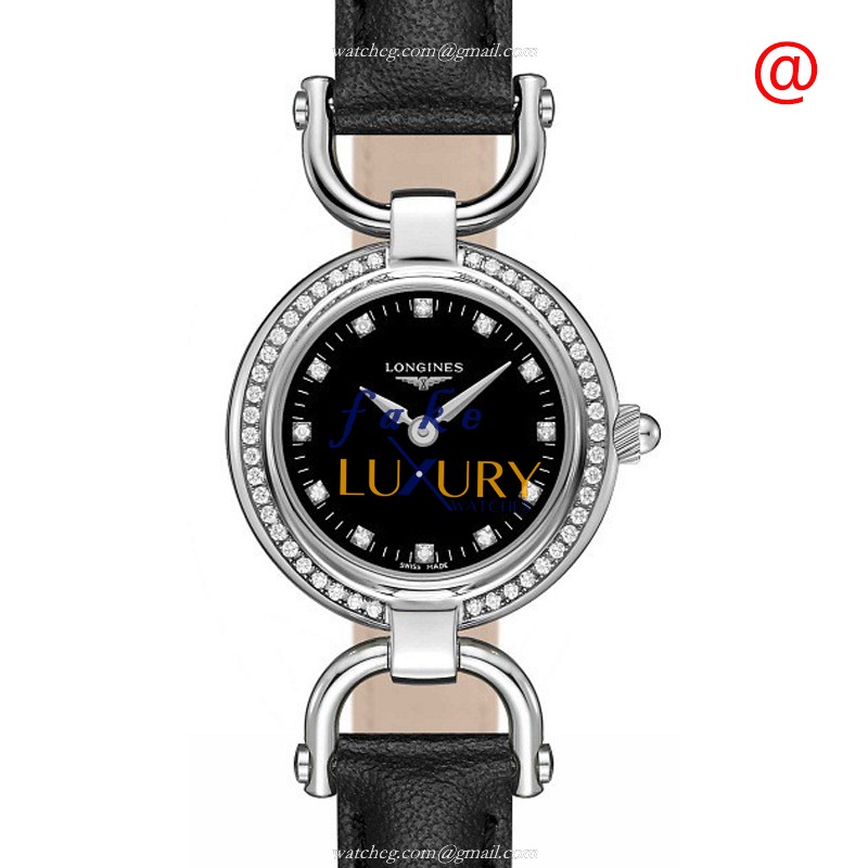 Longines L6.129.0.57.0 Equestrian Quartz 23mm Black Dial Leather Strap Replica Watch